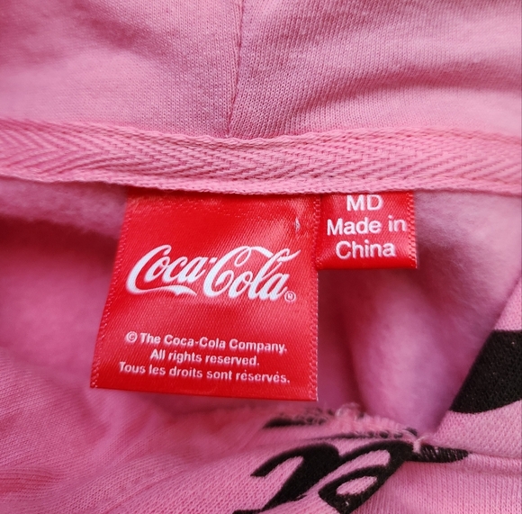 Coca Cola Pink And Black Diet Coke Graphic Long Sleeve Hoodie Juniors Medium - Picture 5 of 5